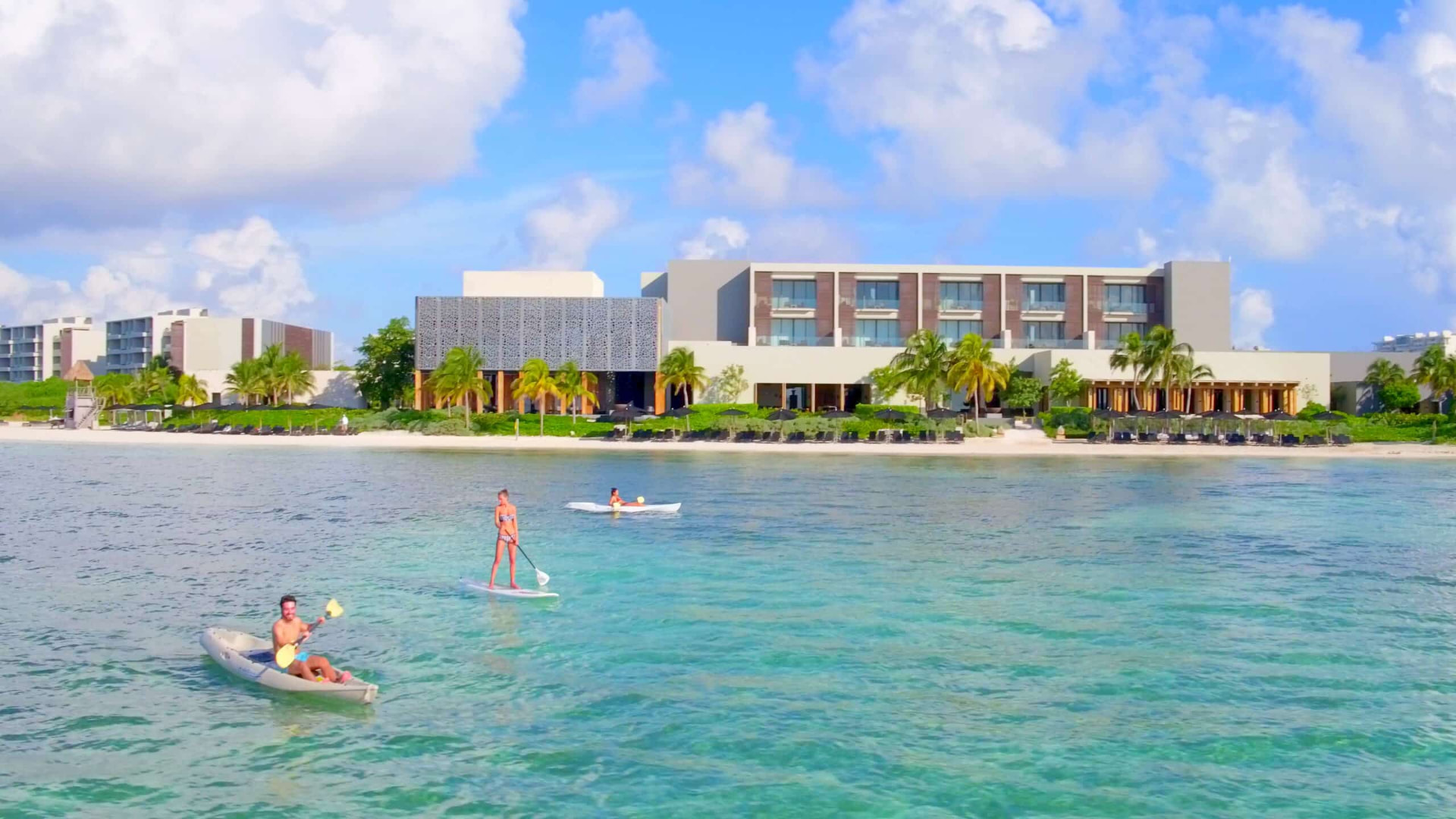 Private beach and watersports in front of the resort